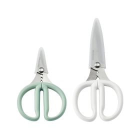 Japanese Steel 2-Piece Kitchen Scissors and Shears Set for Food and Herbs, Pistachio/Porcelain