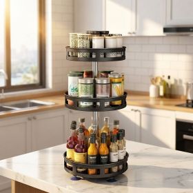 3-Tier Rotating Spice Rack Organizer ‚Äì Carbon Steel 360¬∞ Metal Turntable, Multifunctional Kitchen Seasoning & Condiment Storage Rack