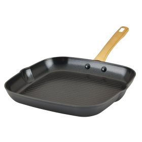 Forged Induction 11 Inch Ceramic Nonstick Square Grill Pan, Dishwasher Safe and Oven Safe to 500¬∞F, Black