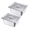 2 Pack Stainless Steam Hotel Pans, 1/2 Size Table Steam Pans With Lids, 6 Inch Deep, Anti Jam Restaurant Supplies Reusable Catering Storage for Home