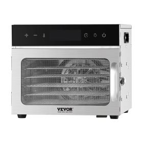 Food Dehydrator Machine, 6 Stainless Steel Trays, 400W Electric Food Dryer with Adjustable Temperature & 24-Hour Timer, Freeze Dryer for Jerky, Meat