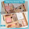 44 PCS Clear Plastic Drawer Organizers Set, 4-Size Versatile Bathroom and Vanity Organizer Trays, Non-Slip Storage Containers for Makeup, Jewelries