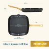 Forged Induction 11 Inch Ceramic Nonstick Square Grill Pan, Dishwasher Safe and Oven Safe to 500¬∞F, Black