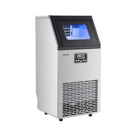 Commercial Ice Maker Machine, 100 lbs/24h with 28Lbs Storage, 45 Cubes per Cycle