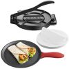 Tortilla Press, 8 Inch Cast Iron Tortilla and Roti Maker, Heavy Duty Tortilladora Press, Pataconera Makers with Handle and 100 Pcs Parchment Paper