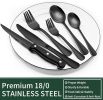 24-Piece Black Silverware Set with Steak Knives, Black Flatware Set for 4, Food-Grade Stainless Steel Tableware Cutlery Set