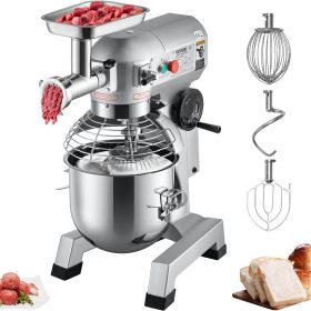 Commercial Stand Mixer, 20Qt Stainless Steel Bowl, 1100W 2 in 1 Multifunctional Electric Food Mixer with Meat Grinder & 3 Speeds