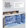 72"W Commercial Refrigerator, 18.7 Cu. Ft Sandwich Prep Refrigerated Table, Mega Top Food Prep Fridge with 18 Pans and Cutting Board