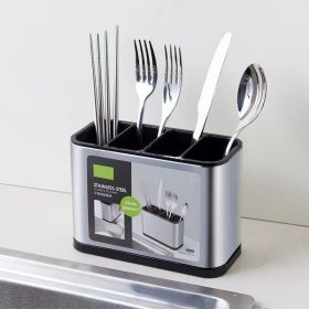 Kitchen Cutlery Holder Spoon Fork Storage Rack Organizer Utensils Chopstick Box (Option: Sliver)