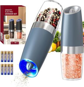 Gravity Electric Salt and Pepper Grinder Set Automatic Salt and Pepper Grinder Set with LED Light, Battery Operated, Adjustable Coarseness (Material: Ceramic)
