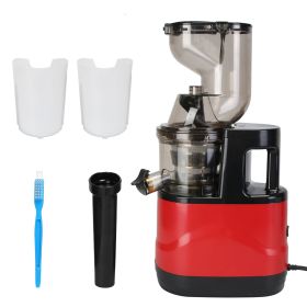 Cold Press Juicer Machine 300W Electric Slow Masticating Juicer for Whole Vegetable and Fruit with Reverse Function 2 Containers Cleaning Brush Clear (Color: Red)