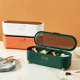 Seasoning Box Combination Set Seasoning Bottle Jar Household Kitchen Supplies Salt Msg Storage Box Sealed One-piece (Color: DM026-green)