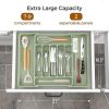 Extra Large Expandable Silverware Organizer, BPA-Free Food-Safe Cutlery Flatware Organizer, Kitchen Utensil Drawer Organizer