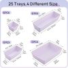 25 PCS Plastic Drawer Organizers Set, 4-Size Versatile Bathroom and Vanity Drawer Organizer Trays, Storage Bins for Makeup, Bedroom